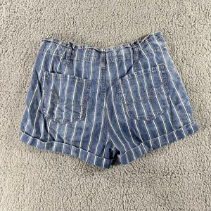 American Eagle Shorts Women 6 Blue White Striped‎ Pleated Paperbag Waist Boho thumbnail 2