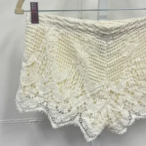 Express Crochet Lace Boho Tassel Shorts XS Off White Cream Coastal Festival thumbnail 4