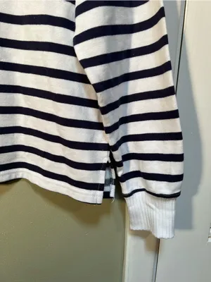 C&C California Women's Size Small Half Zip Sweatshirt White Navy‎ Stripes Cotton thumbnail 5