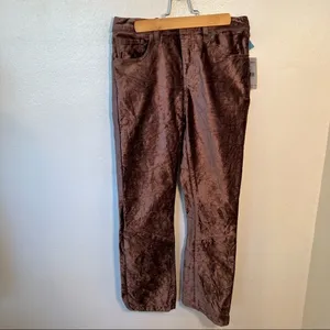 Free People Women's Size 26 Velvet Crop Flare Pants Taupe Brown Purple Stretch‎ thumbnail 4