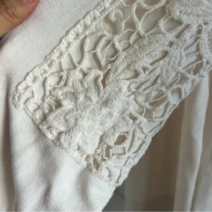 Knox Rose Cream Boho Button Lace Sweatshirt Long Sleeve Medium thumbnail 7