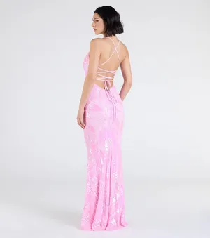 Windsor Iridescent Sequin Lace-Up Dress thumbnail 2