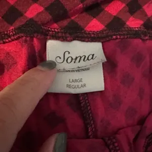 Soma Pink & Black Gingham Plaid Loungewear PJ Bottom Pants Women Sz L thumbnail 9
