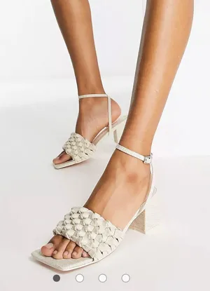 Natural Woven Block Heels Size 9 thumbnail 1