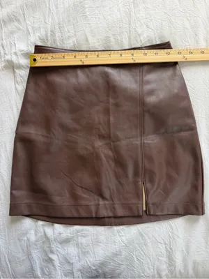 Hollister Brown‎ Faux Leather Mini Skirt thumbnail 4