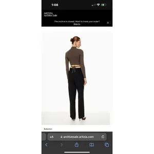 Babaton Aritzia Sweater Sz Xs Sculpt Knit Tie Open Back Ribbed Brown Mockneck​ thumbnail 5