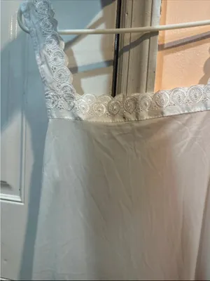 Classic White Lace-Trim Slip Lounge Sleepwear Dress thumbnail 4