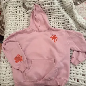 Pink Palm Puff Hoodie Everything Comes in Waves thumbnail 3