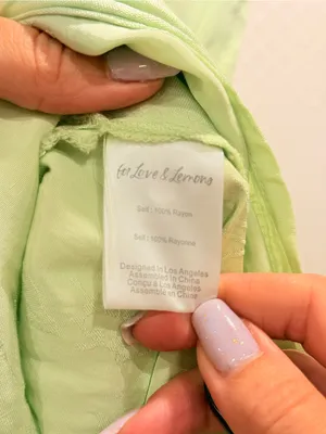 For Love & Lemons Llana Satin Midi Dress Elegant Feminine Lime Green Size S thumbnail 8
