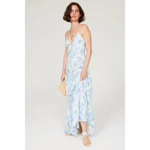 LoveShackFancy Women's White Blue Floral Garnita Floral Tiered Maxi Dress Size 0 thumbnail 2