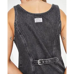 NWT Levi’s Y2K Black Acid Wash Denim Dress Women's Small Button Front Sleeveless thumbnail 3