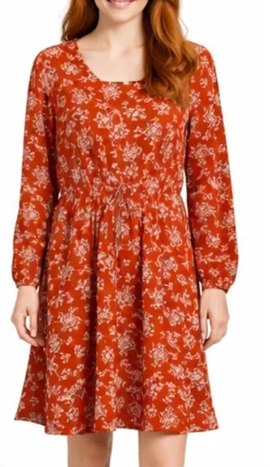 Bebop orange floral vneck ruffle skirt dress size small thumbnail 1