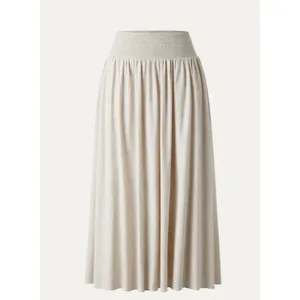 New OGL Women's Size S Ivory Beige European Smocked Waist Skirt With Pockets thumbnail 3