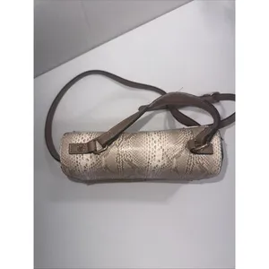 Dune London Embossed Snake‎ Print Designer Lux Crossbody Gold Straw Wicker Purse thumbnail 13