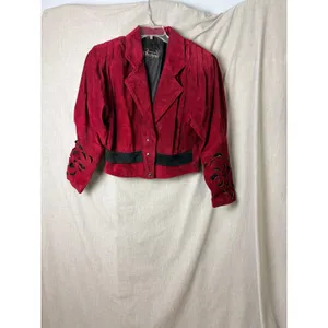 Vintage Phoenix Burgundy Black Suede Cutout Cropped Jacket‎ M Art Western AS IS thumbnail 13