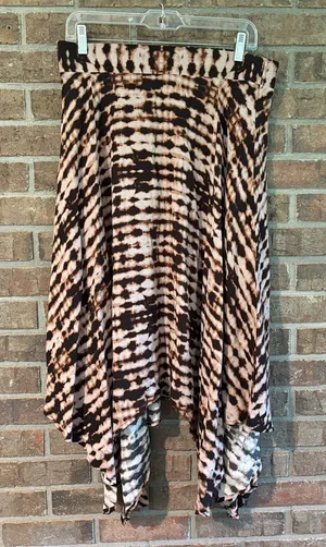 Tie-Dye Handkerchief Hem Skirt - Black, Brown & Cream thumbnail 1