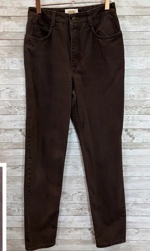 Talbots Petite Womens 4P Jeans Brown Straight Leg 100% Cotton thumbnail 1