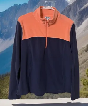 Old Navy‎ Womens Jacket Fleece Pullover Navy Collar 1/4 Zip L thumbnail 1