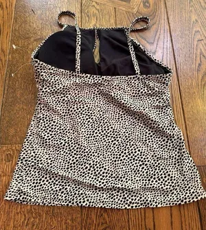 Ellen Tracy Cheetah Animal Print Tankini Swim Top Only Women's Size 12 thumbnail 3