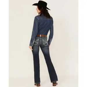 Ariat‎ TALL Women's Mid Rise Boot Cut Real Riding Jeans W25 10011683 Denim thumbnail 2