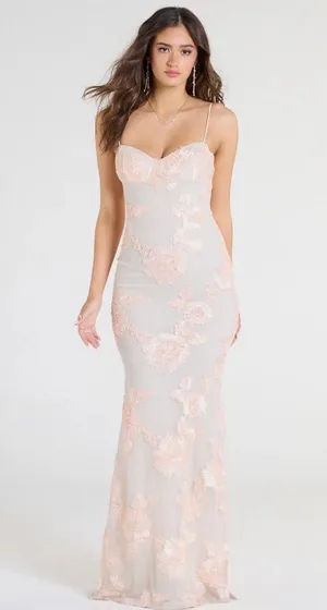 Windsor Nicollet Lace-Up Mermaid Floral Formal Dress thumbnail 1