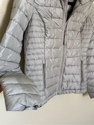 Abercrombie & Fitch Silver Gray Hooded Puffer Jacket Size S Lightweight thumbnail 4