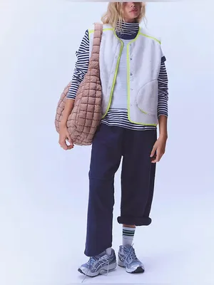 NWT Free People FP Movement Keep It Cozy Fleece Vest- ivory white yellow - small thumbnail 3