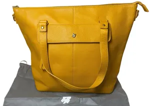 Ora Delphine Eden Leather Tote Bag Mustard Yellow No Shoulder Strap thumbnail 1