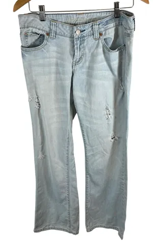 American‎ Eagle Outfitters Womens Jeans Light Wash Distressed Boyfriend Size 8 thumbnail 1