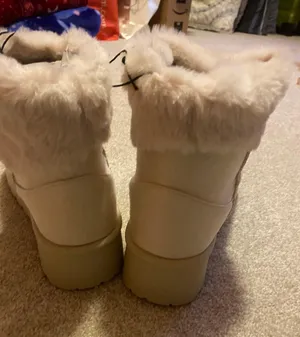 Nasty Gal Faux Fur Platform Mini Ankle Boots - Sand thumbnail 3