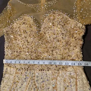 Women’s Gold Fully Beaded Dress M **READ DESCRIPTION** thumbnail 9