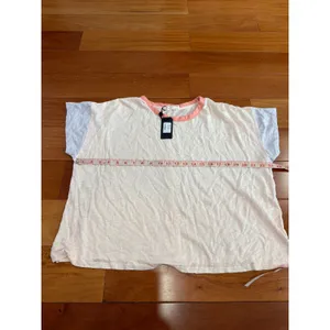 NWT Rag & Bone Payton Tee Womens Pink‎ Cloud Linen Colorblock Short Sleeve Top L thumbnail 3