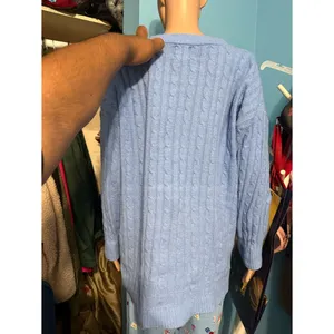 Women’s hippie rose Classic Cable Knit Women's Sweater - Light Blue size XL thumbnail 3