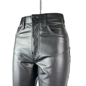 Abercrombie & Fitch 90s Straight Ultra High Rise Black Faux Leather Trousers 2 thumbnail 3