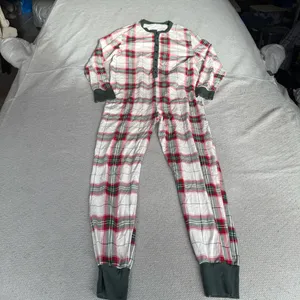 Hearth & Hand Magnolia Holiday Plaid One Piece Union Suit Snap Button Size Large thumbnail 2
