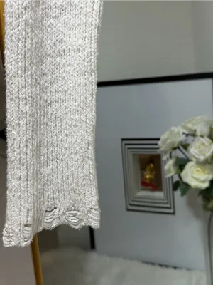 Moon & Madison Knit Hooded Zip Women Sweater in Off-White - L thumbnail 3