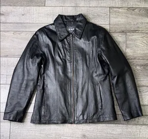 Gino Quality Leather Elegant Black Ladies Jacket Size L thumbnail 1