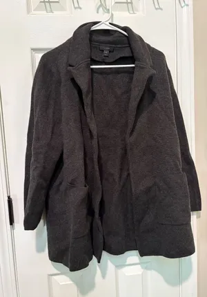 J. Crew Dark Charcoal Open-Front Blazer-Style Coatigan thumbnail 1