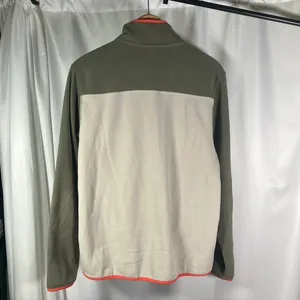 Eddie Bauer Fleece Pullover Mens Small Snap‎ Button Pocket Olive Green Beige thumbnail 10