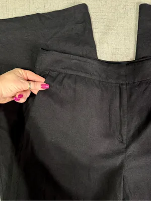 The LOFT Clean Wide Leg Pants in Linen Blend Black Size 14 thumbnail 10