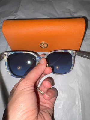 Tory Burch Light Blue Marble Cat-Eye Sunglasses with Dark Lenses thumbnail 3