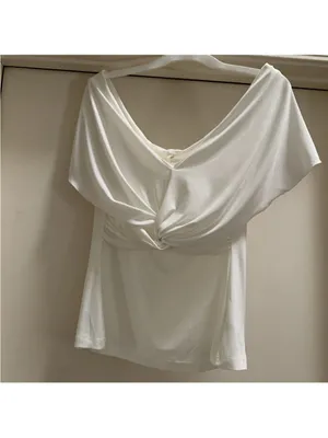 Anthropologie off shoulder off white gathered top blouse XL New NWT Party thumbnail 7