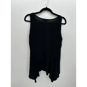 Black‎ Lagenlook Tie Front Cardigan Vest Sz M Boho Festival Pockets Minimal thumbnail 2