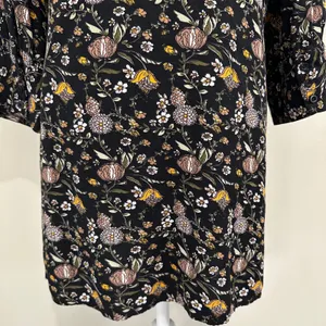 Natural Life Moody Floral Mini Shirt Dress Black Long Sleeve Rayon Cottage Med‎ thumbnail 8
