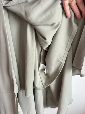 Show Me Your Mumu NWOT Claire Midi Dress Sage Green Tie Strap Side Slit Dress S thumbnail 11