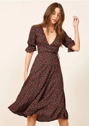 NWT Reformation Judith Midi Wrap Dress Sz S thumbnail 1