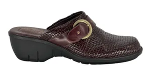 Clarks Artisan Collection Burgundy Leather Woven Clogs Buckle Mules Size 8M‎ thumbnail 1