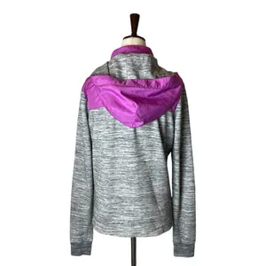 PINK Victoria's Secret Sweatshirt Women XS Purple Gray‎ Hooded Half Zip Retro thumbnail 2