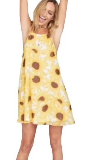 Show Me Your Mumu Yellow White Sunflower Halter Mini Dress Size Medium thumbnail 1
