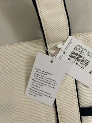 lululemon athletica Daily Multi Pocket Canvas Tote cream with Navy Logo NWT thumbnail 11
